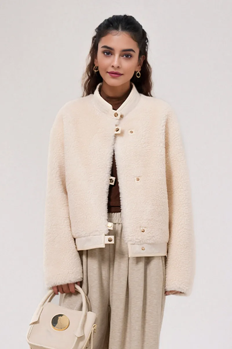 Teddy Wool Faux Shearling Bomber Jacket