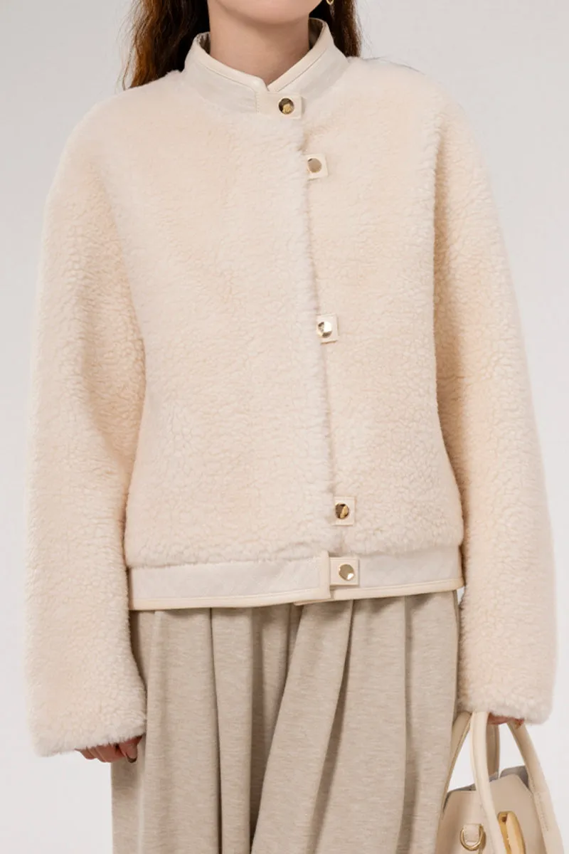 Teddy Wool Faux Shearling Bomber Jacket