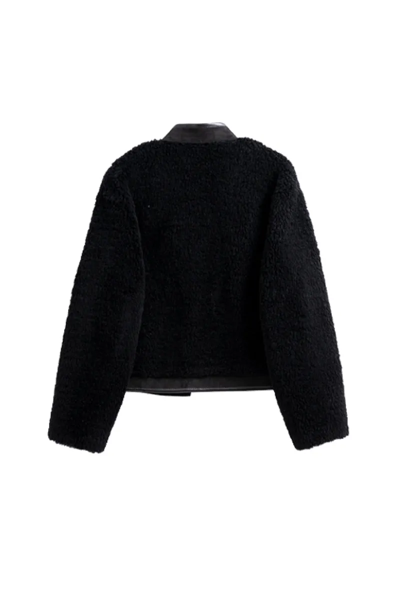 Teddy Wool Faux Shearling Bomber Jacket