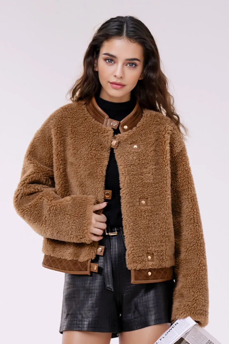 Teddy Wool Faux Shearling Bomber Jacket