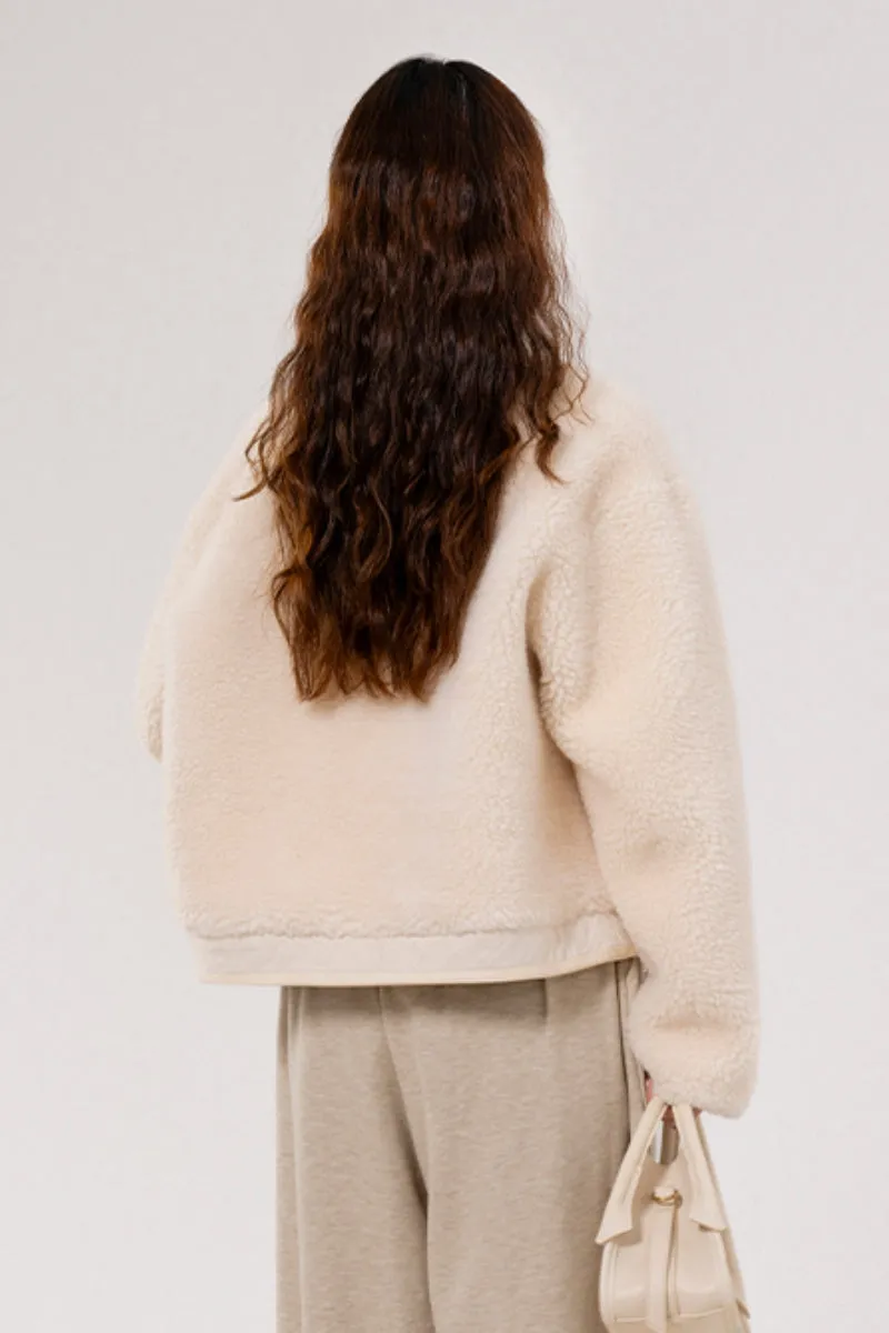 Teddy Wool Faux Shearling Bomber Jacket