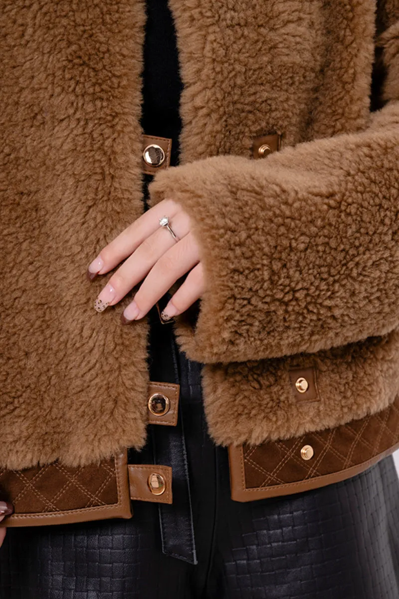 Teddy Wool Faux Shearling Bomber Jacket