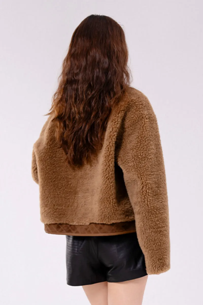 Teddy Wool Faux Shearling Bomber Jacket