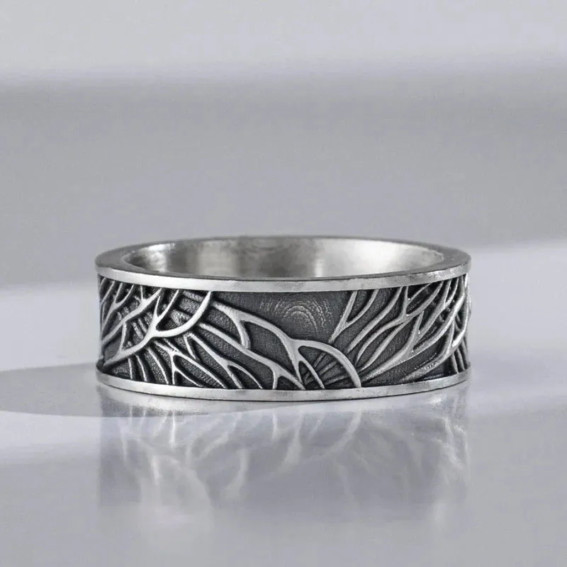 Texture Men's Viking Tree Ring