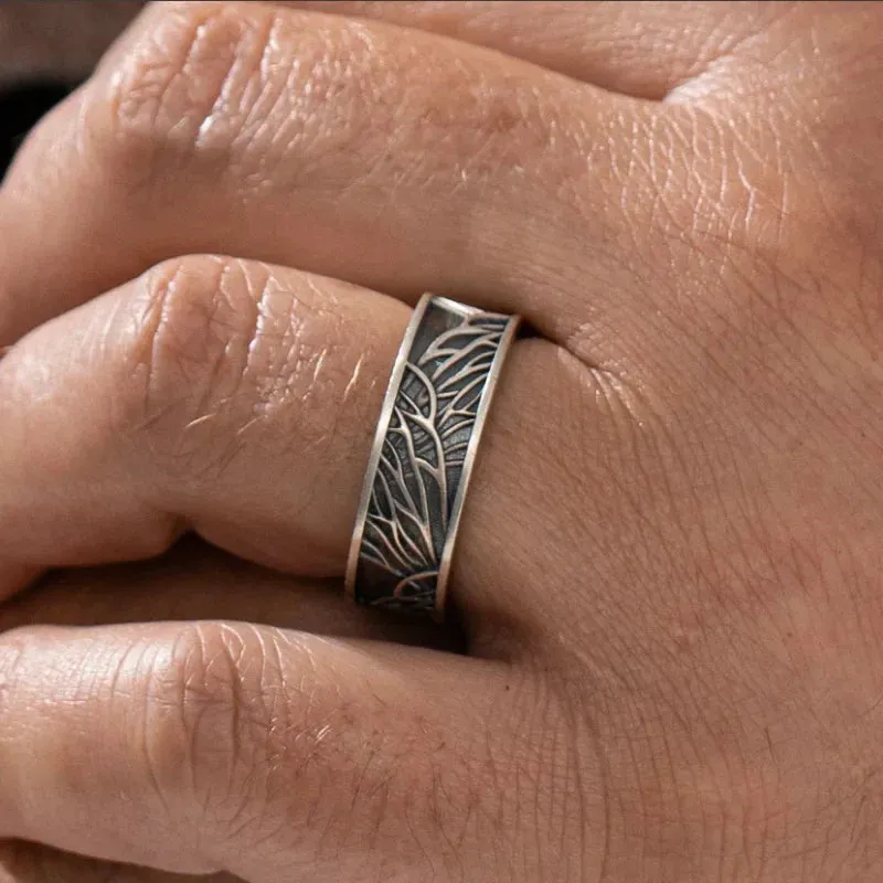 Texture Men's Viking Tree Ring