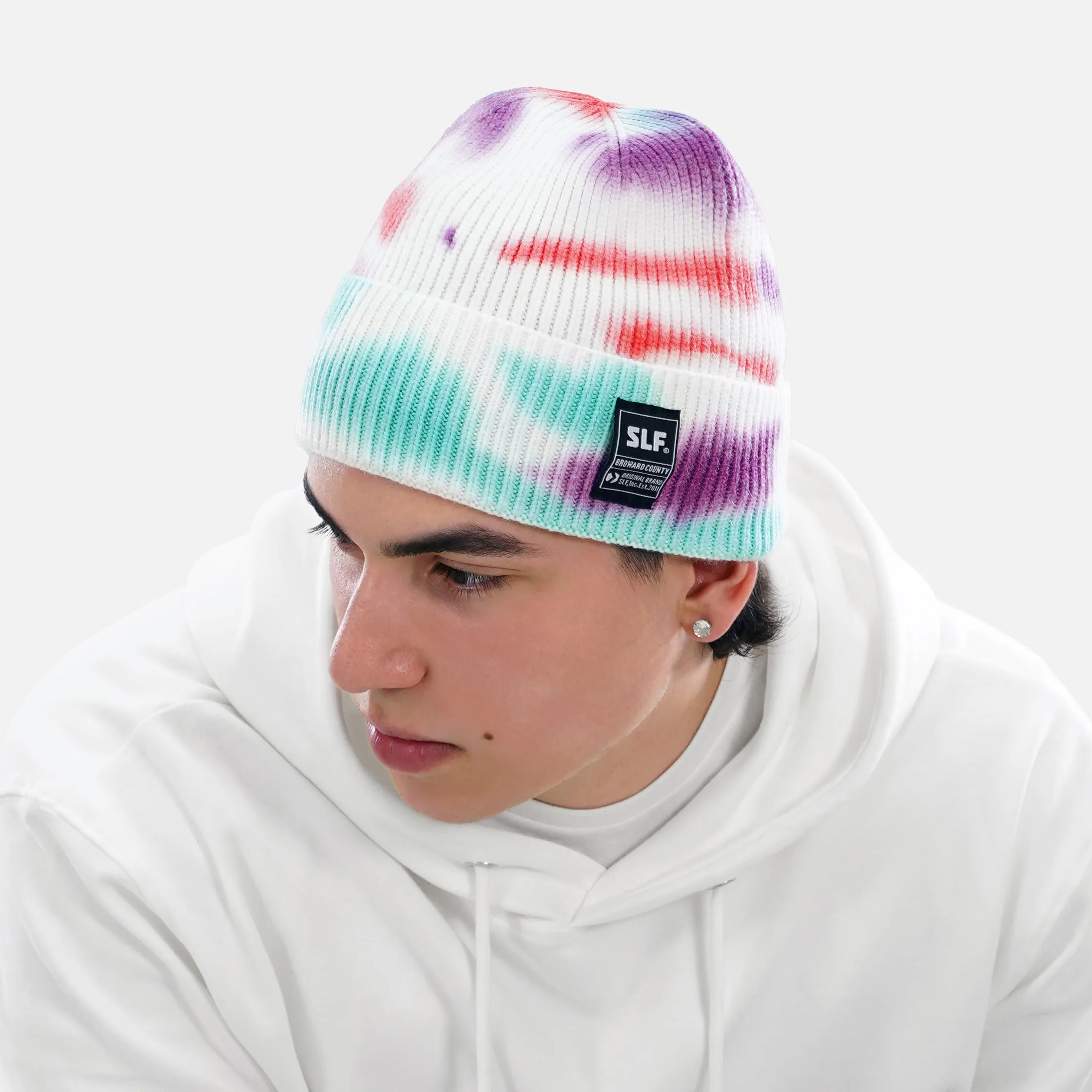 Tie Dye Cotton Candy Knit Beanie