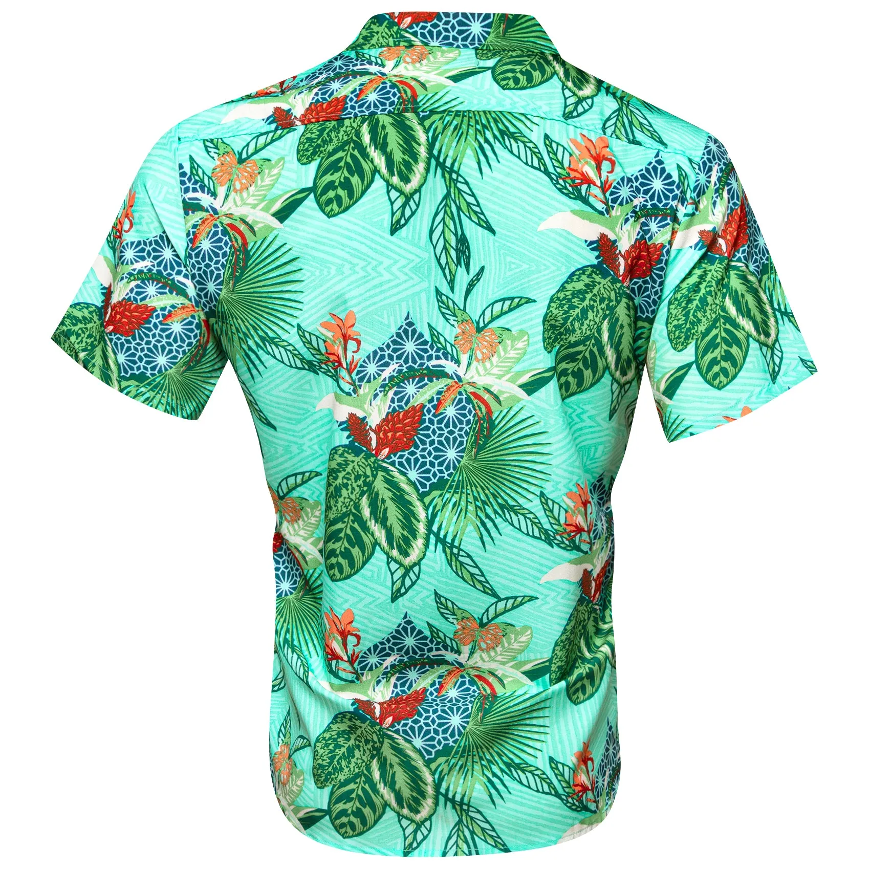 Ties2you Button Down Shirt Sea Foam Green Emerald Green Leaves Novelty Men's Short Sleeve Summer Shirt