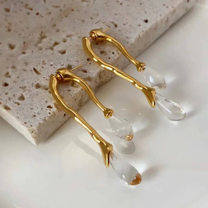 Trendy Jewelry Resin Teardrop 2024 New Geometric Back Front Dangle Wedding Wholesale Modern Earring