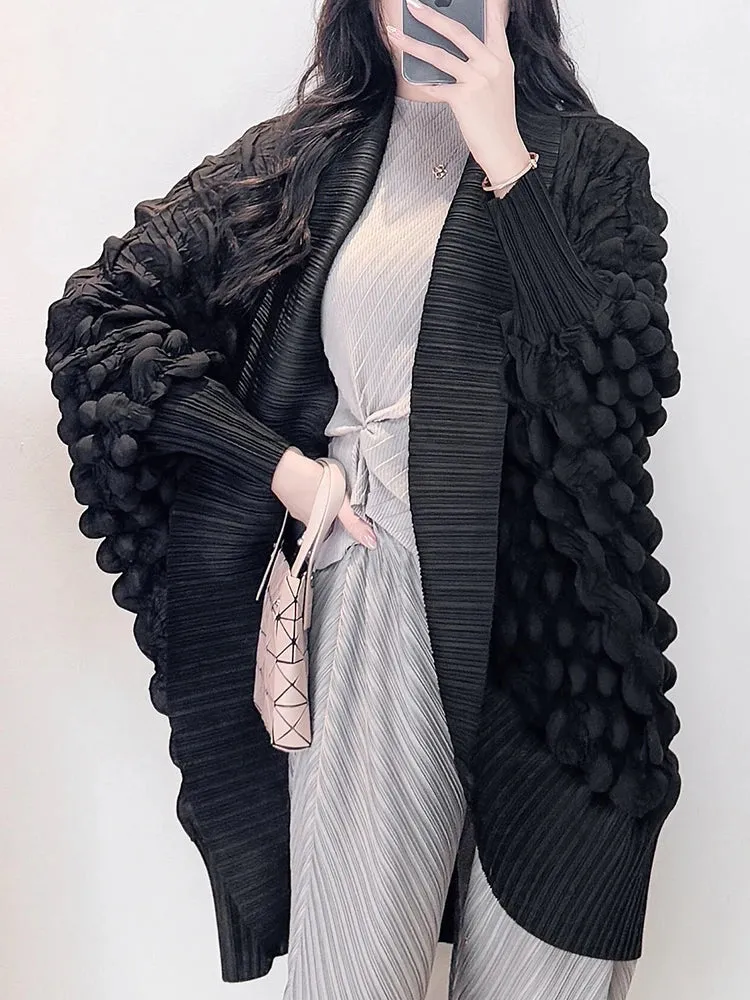  Truly Plissé Pleated Ripple Cardigan Coat