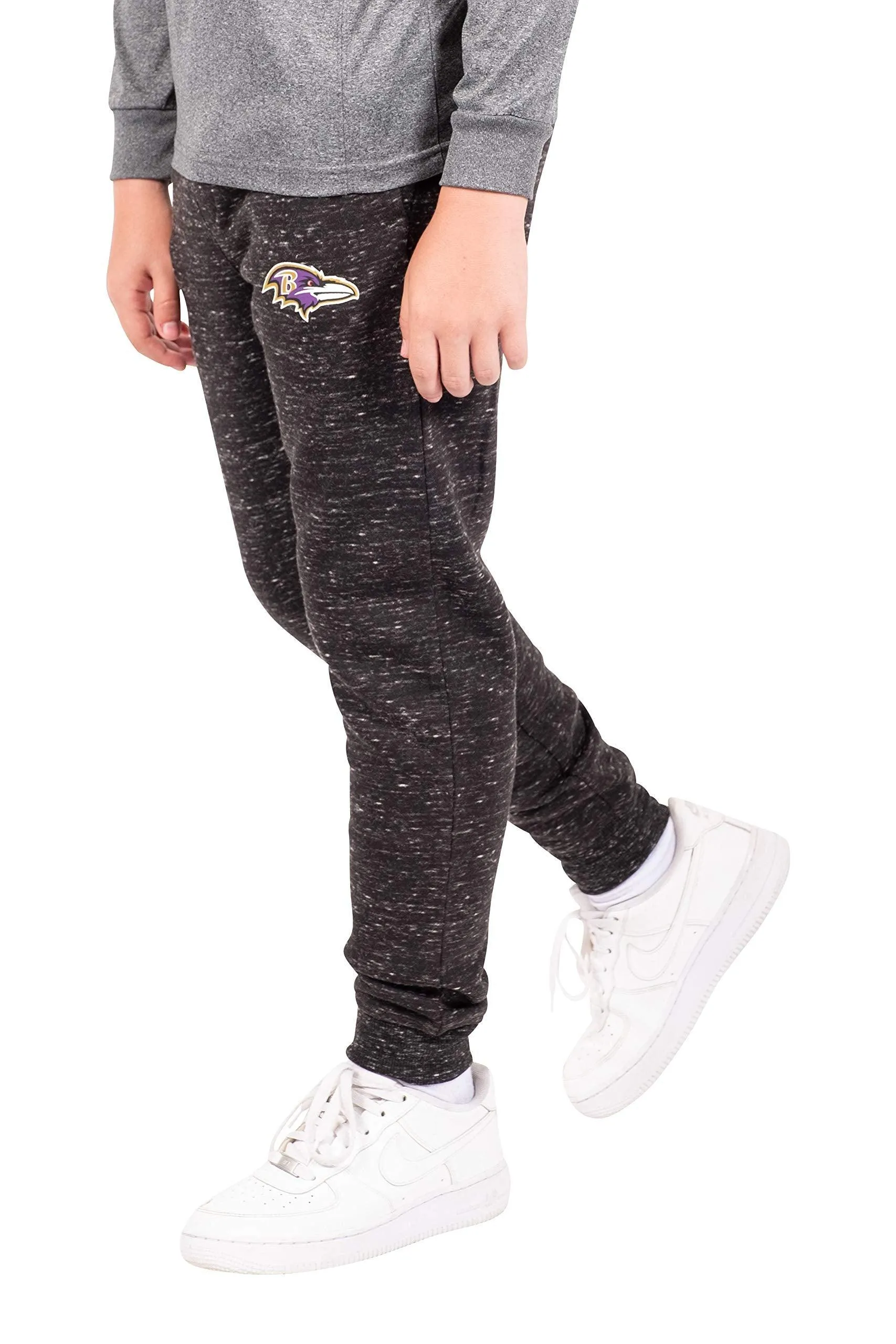 Ultra Game NFL Official Youth Super Soft Supreme Jogger Sweatpants, Baltimore Ravens, Black Snow|Baltimore Ravens