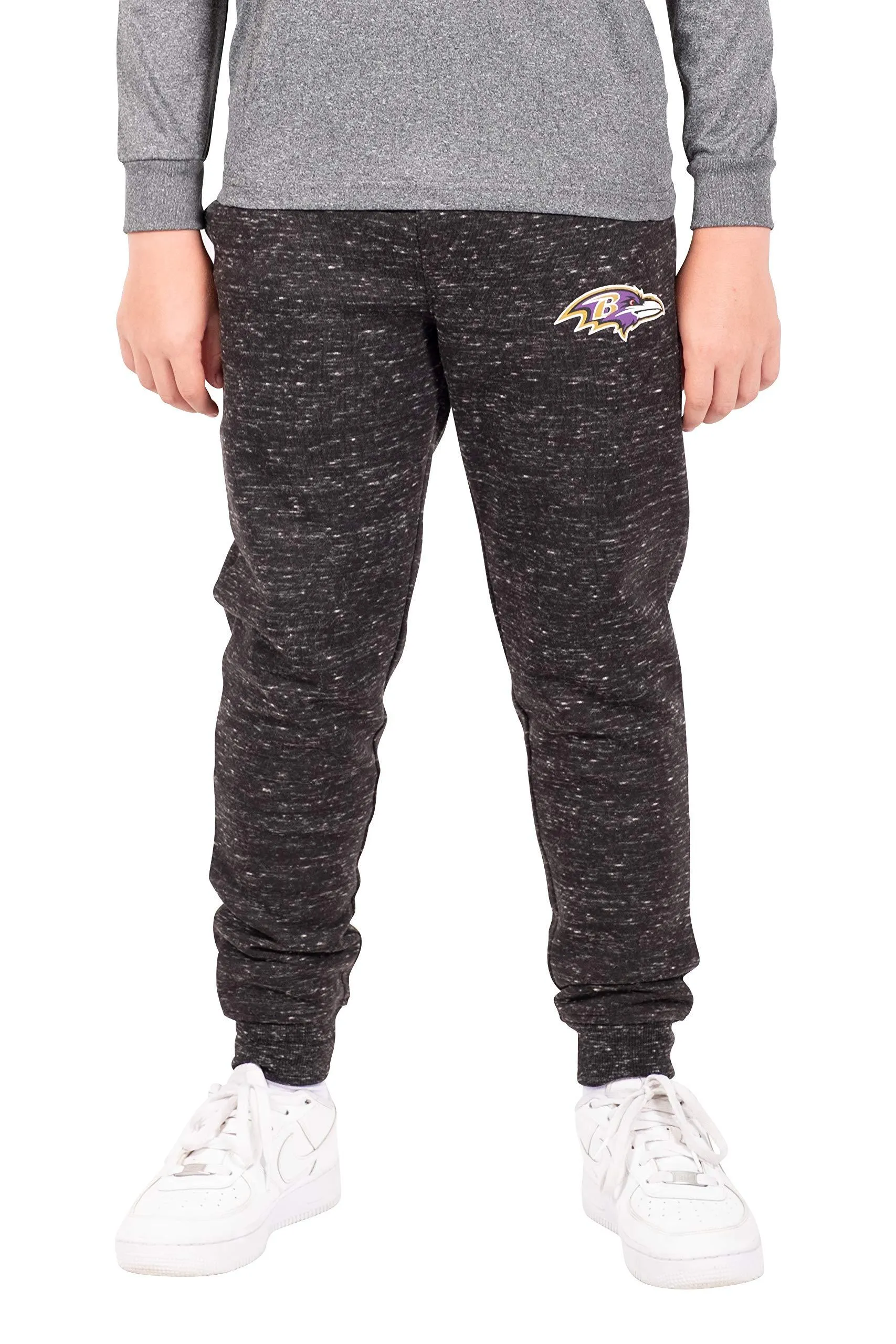 Ultra Game NFL Official Youth Super Soft Supreme Jogger Sweatpants, Baltimore Ravens, Black Snow|Baltimore Ravens