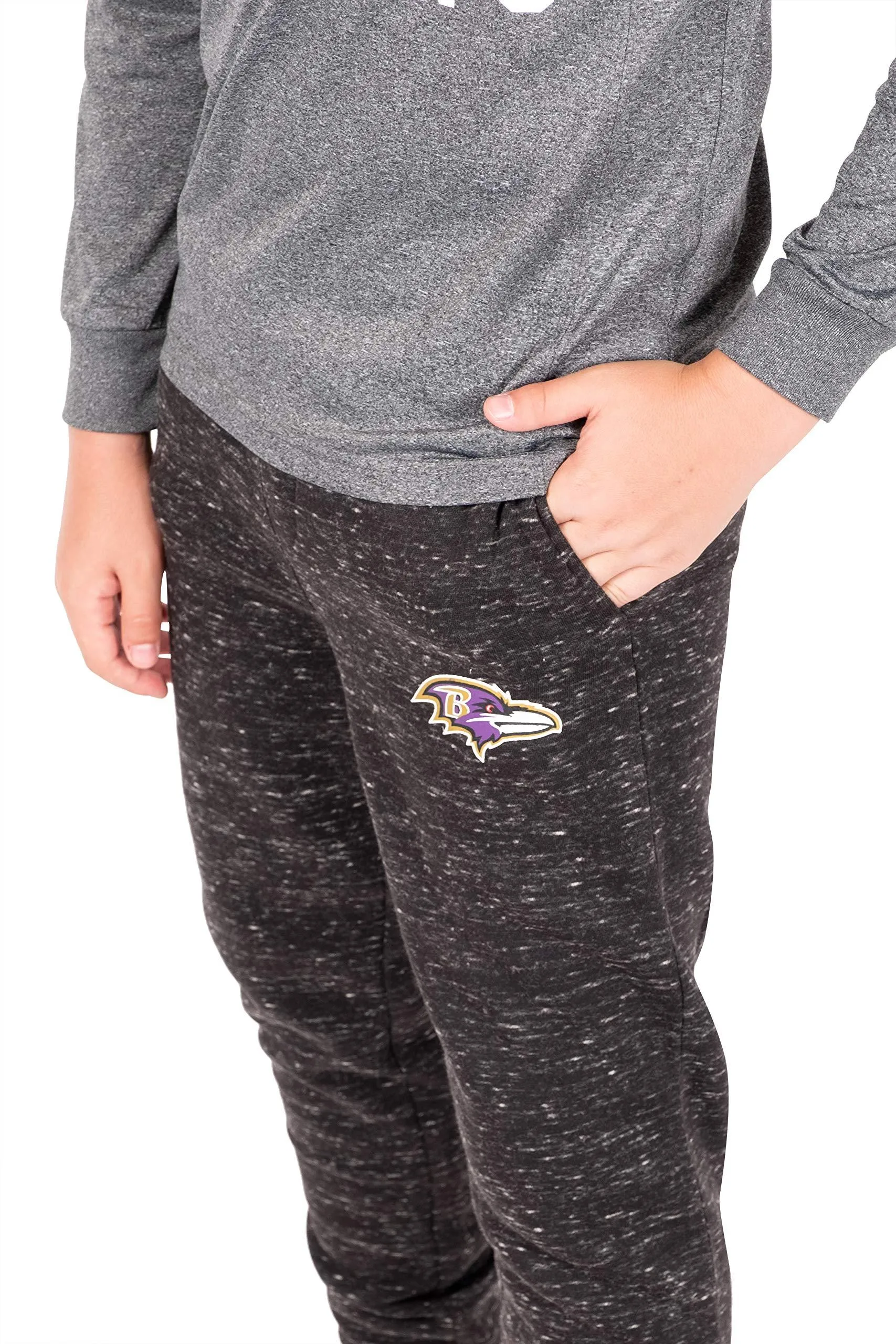 Ultra Game NFL Official Youth Super Soft Supreme Jogger Sweatpants, Baltimore Ravens, Black Snow|Baltimore Ravens