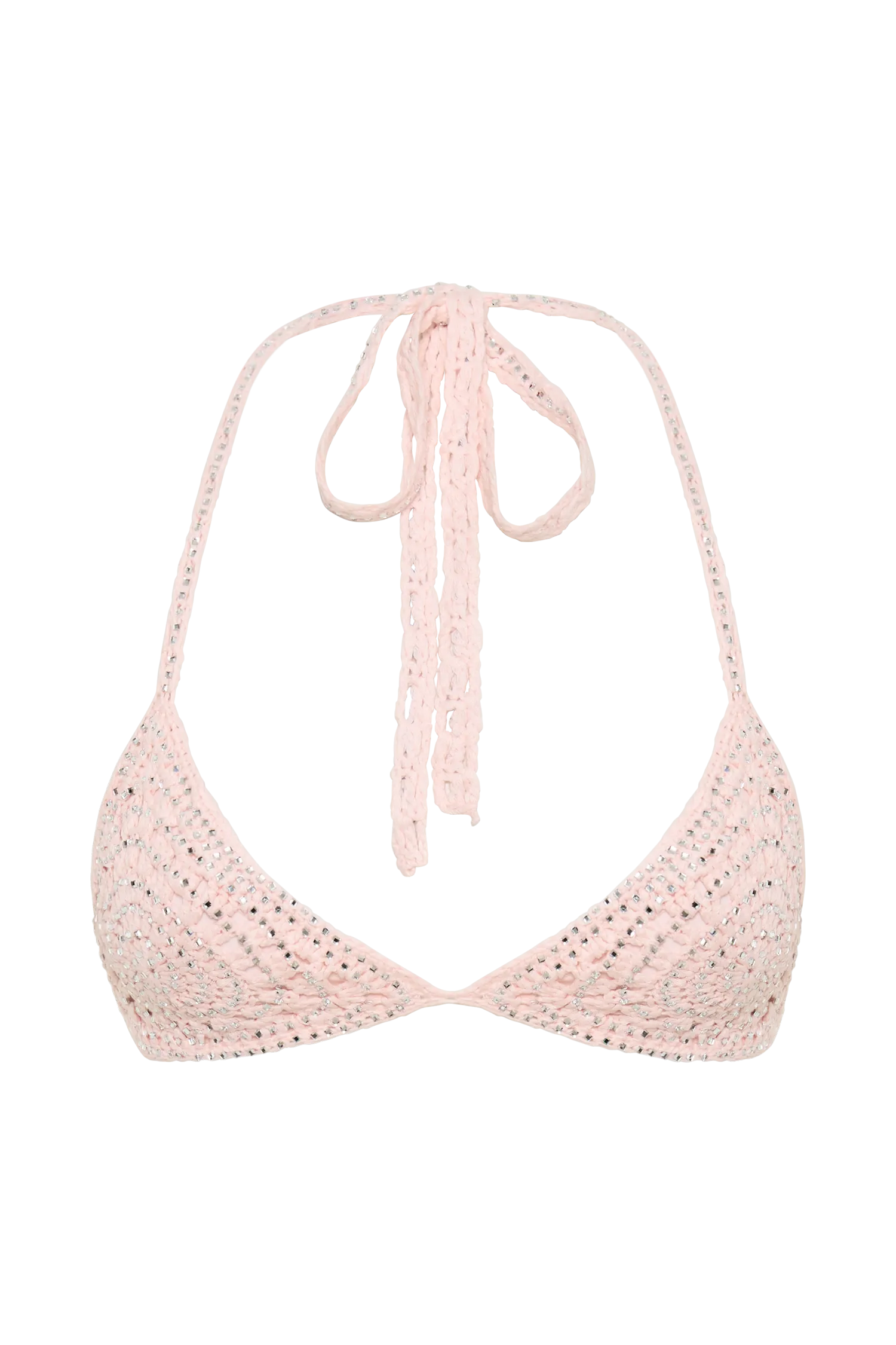 Verity Embellished Knit Bikini Top - Candy Pink