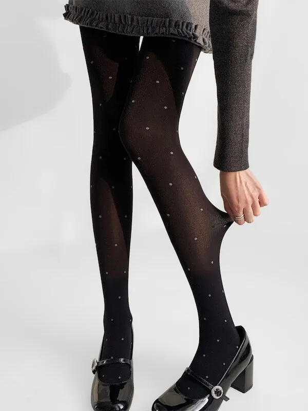 Vintage heart dot patterned autumn tights