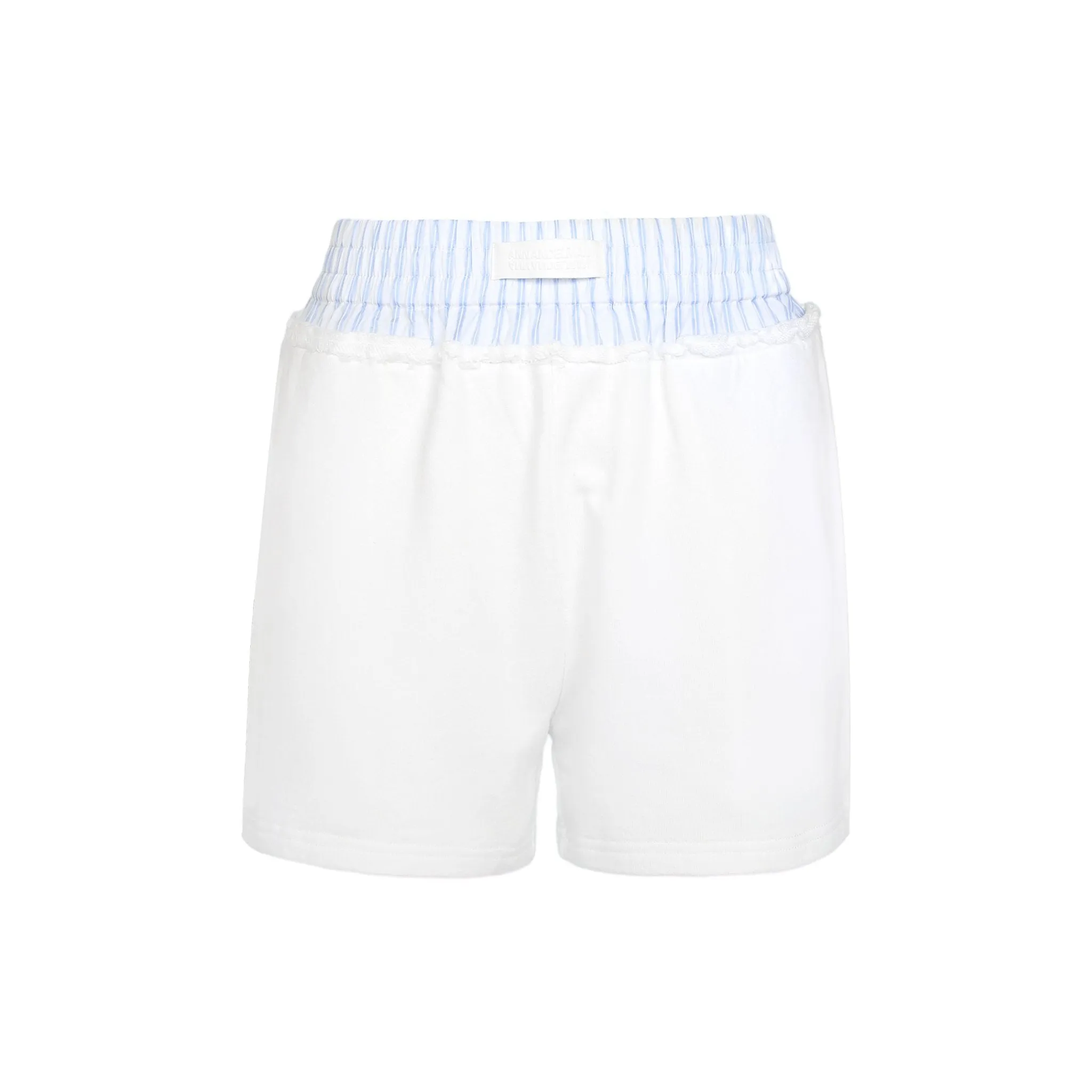 White and Blue Vertical Patchwork Short Sweatpants