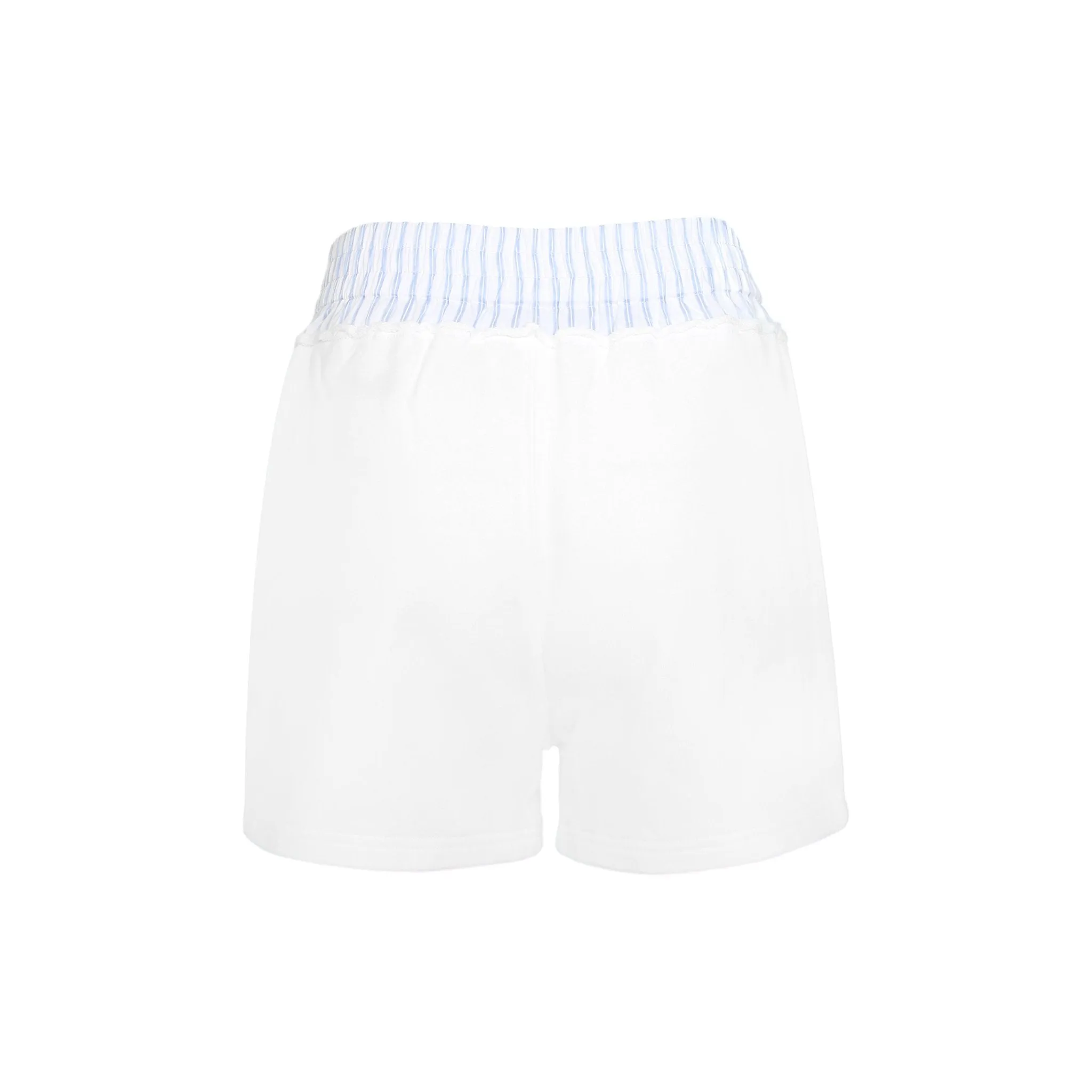 White and Blue Vertical Patchwork Short Sweatpants