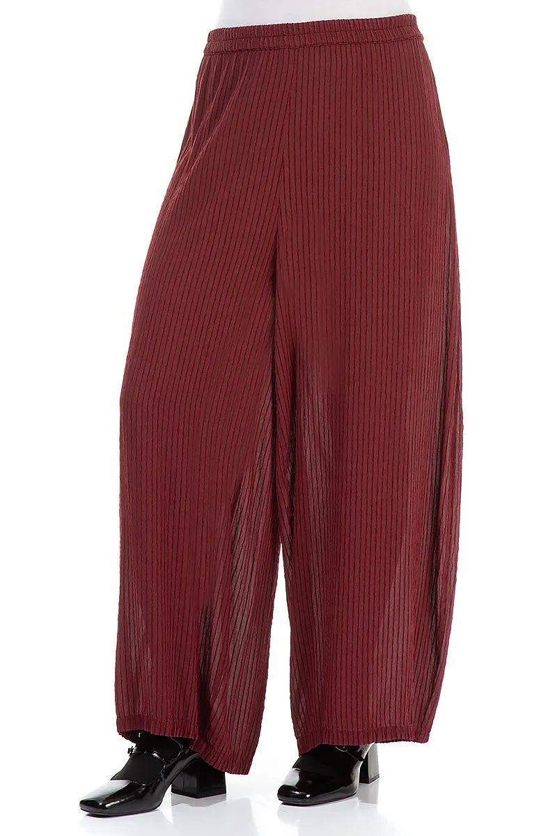 Wide Dark Red Silk Viscose Trousers