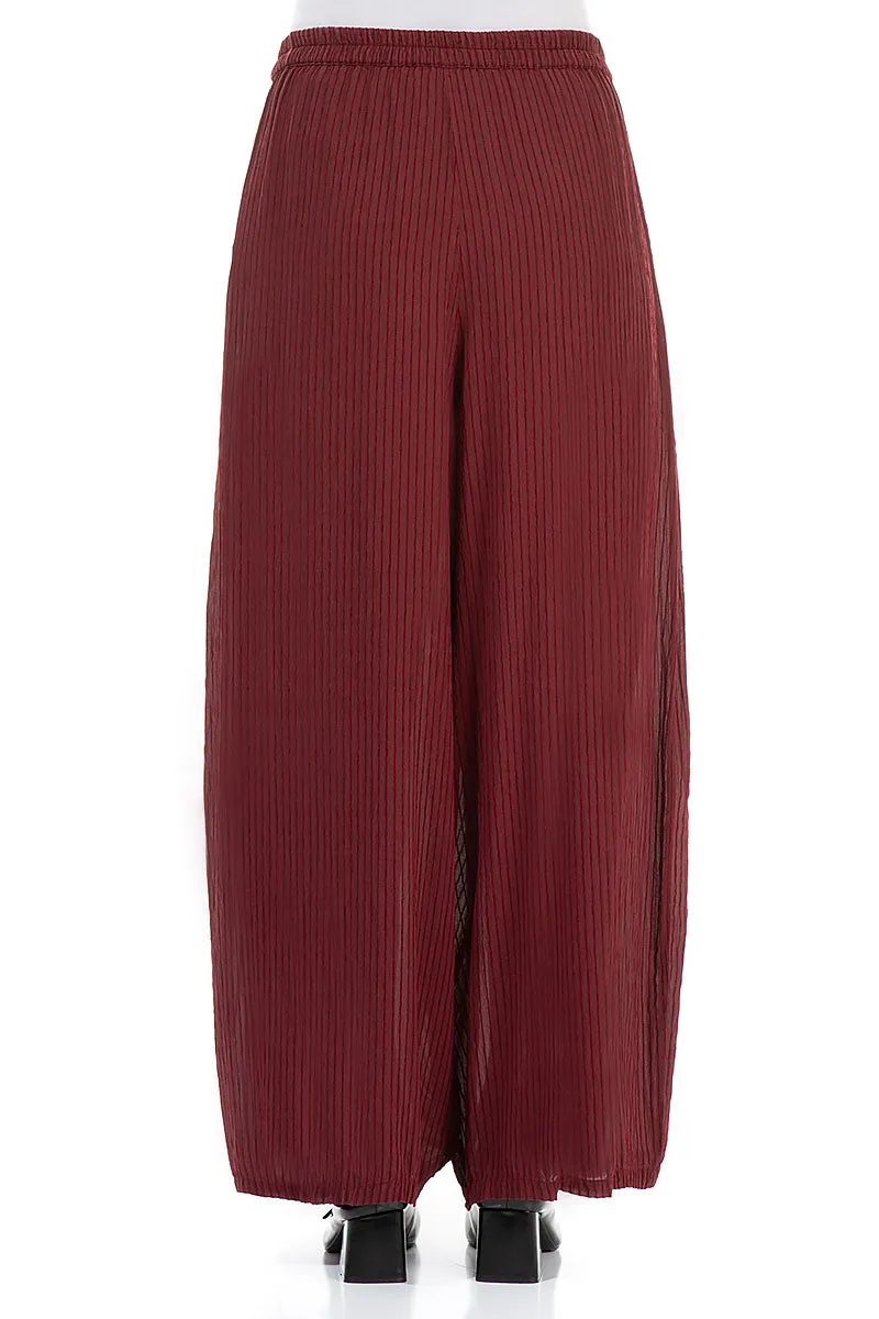 Wide Dark Red Silk Viscose Trousers