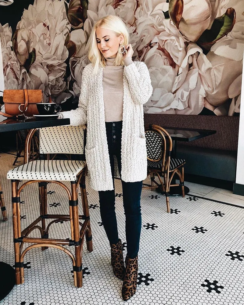 Winter Long Cardigan Female Fashion Slim Jackets