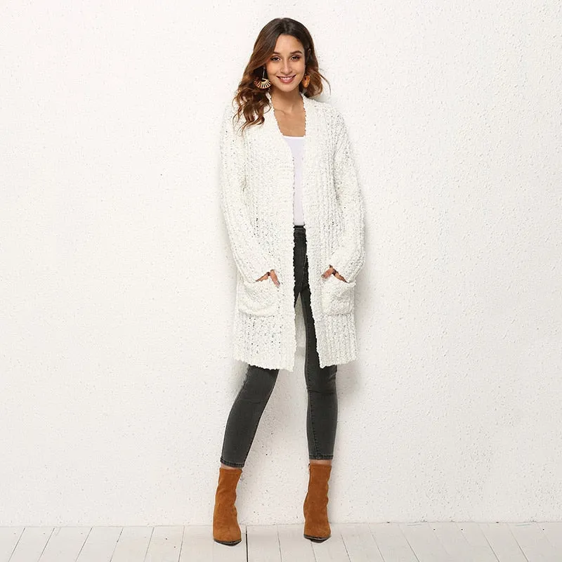 Winter Long Cardigan Female Fashion Slim Jackets