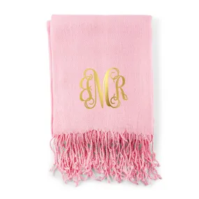 Women's Print Personalized Pashmina Scarf with Script Monogram