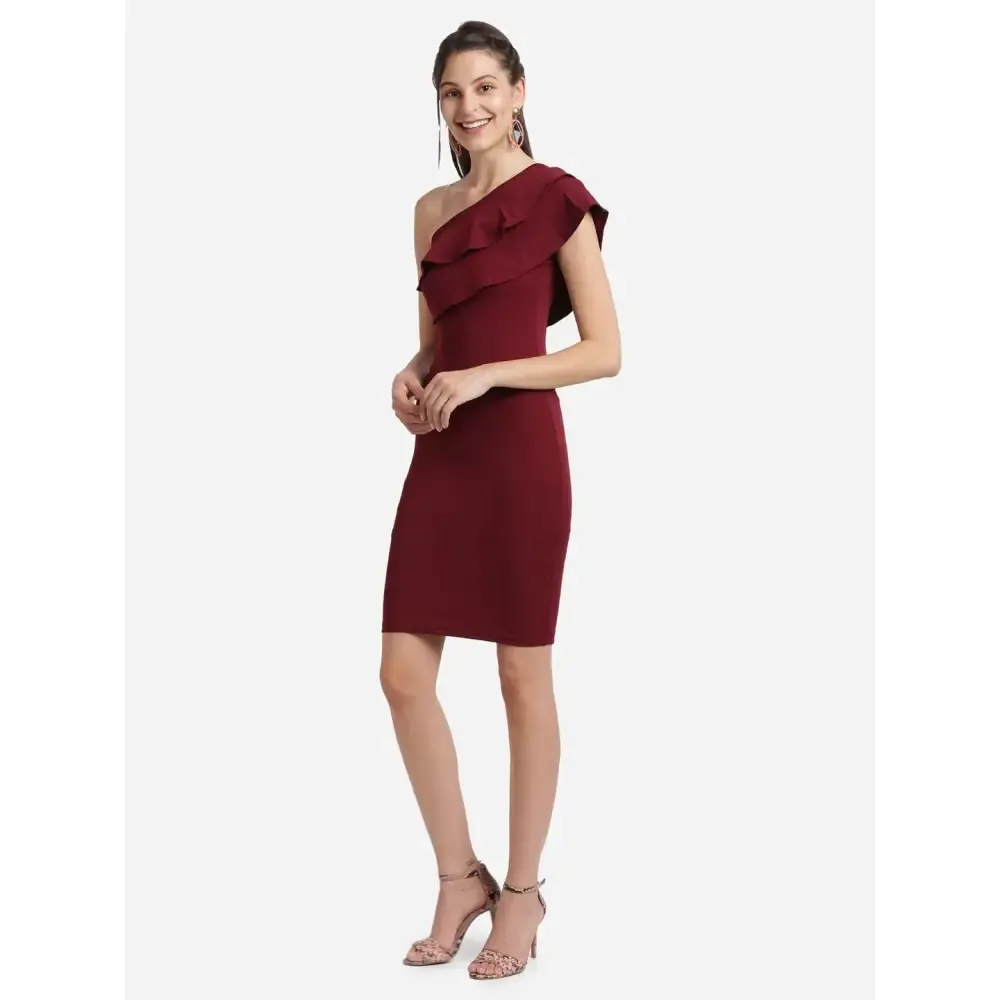 Women's Solid One Shoulder Bodycon Short Dress