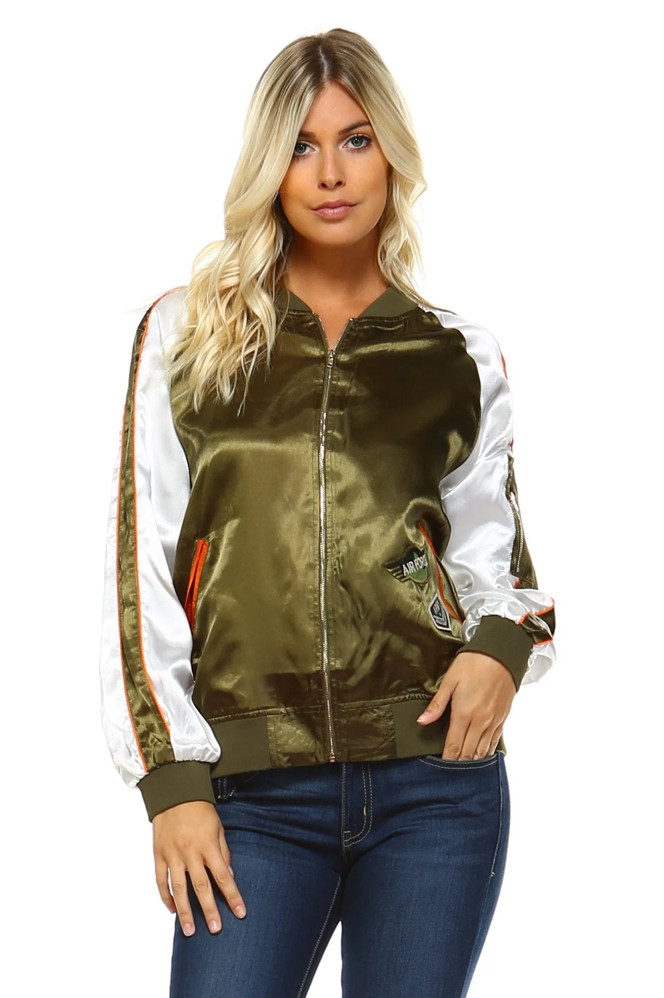 Women's Stripe Bomber Jacket