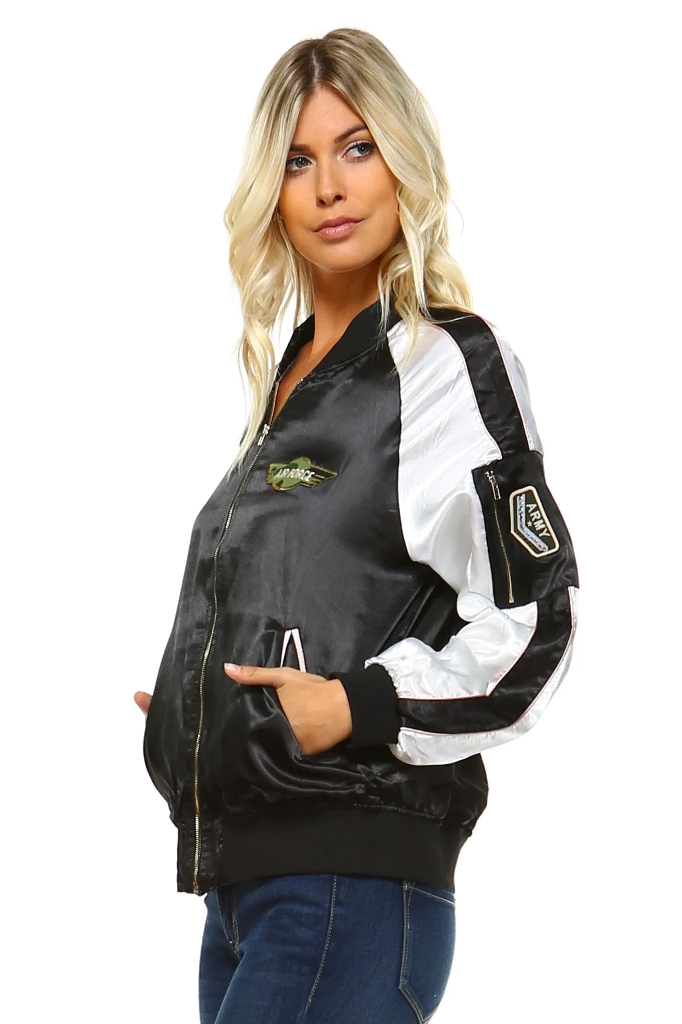 Women's Stripe Bomber Jacket