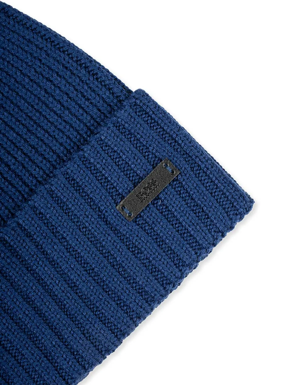 Wool Beanie with Logo Label Saxony Blue