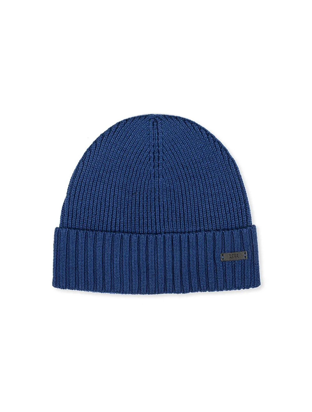 Wool Beanie with Logo Label Saxony Blue