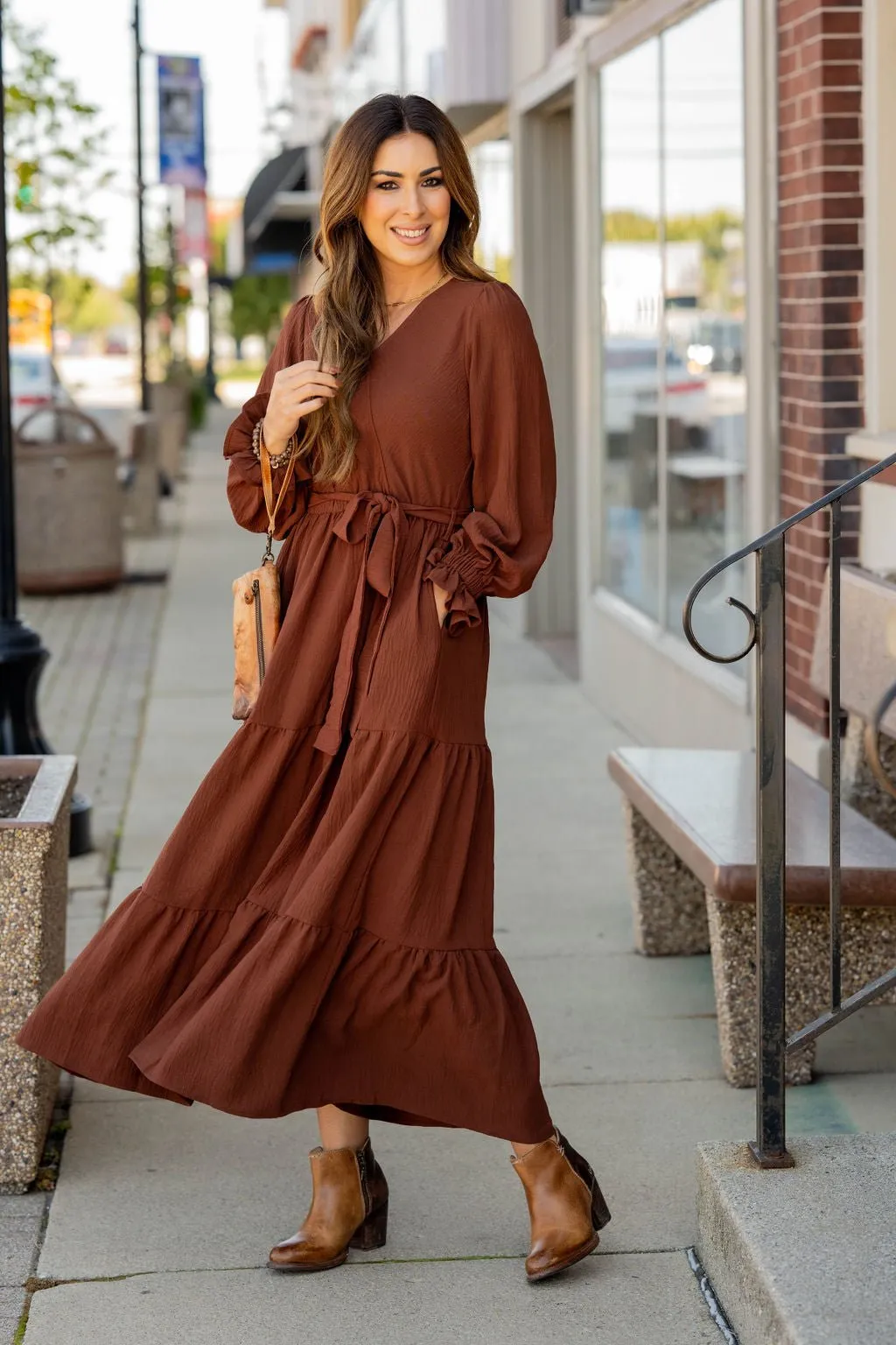 Wrap Top Tiered Maxi Dress