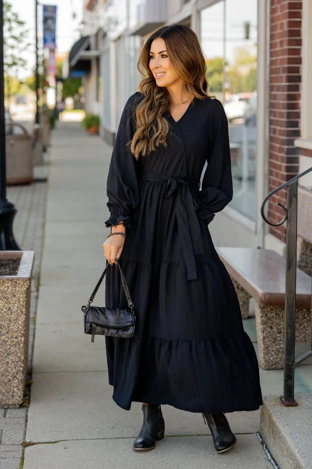 Wrap Top Tiered Maxi Dress