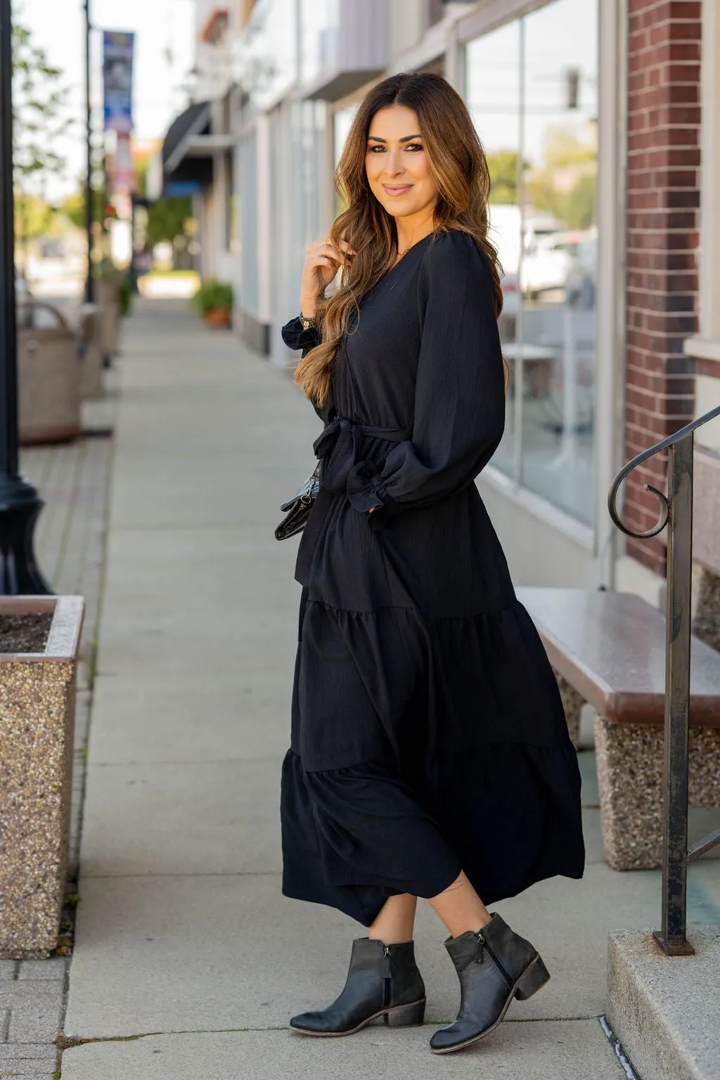 Wrap Top Tiered Maxi Dress