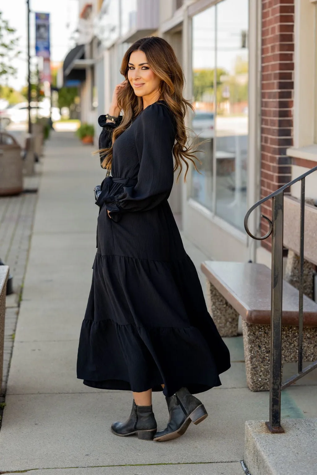 Wrap Top Tiered Maxi Dress