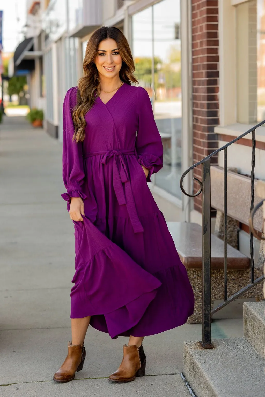 Wrap Top Tiered Maxi Dress