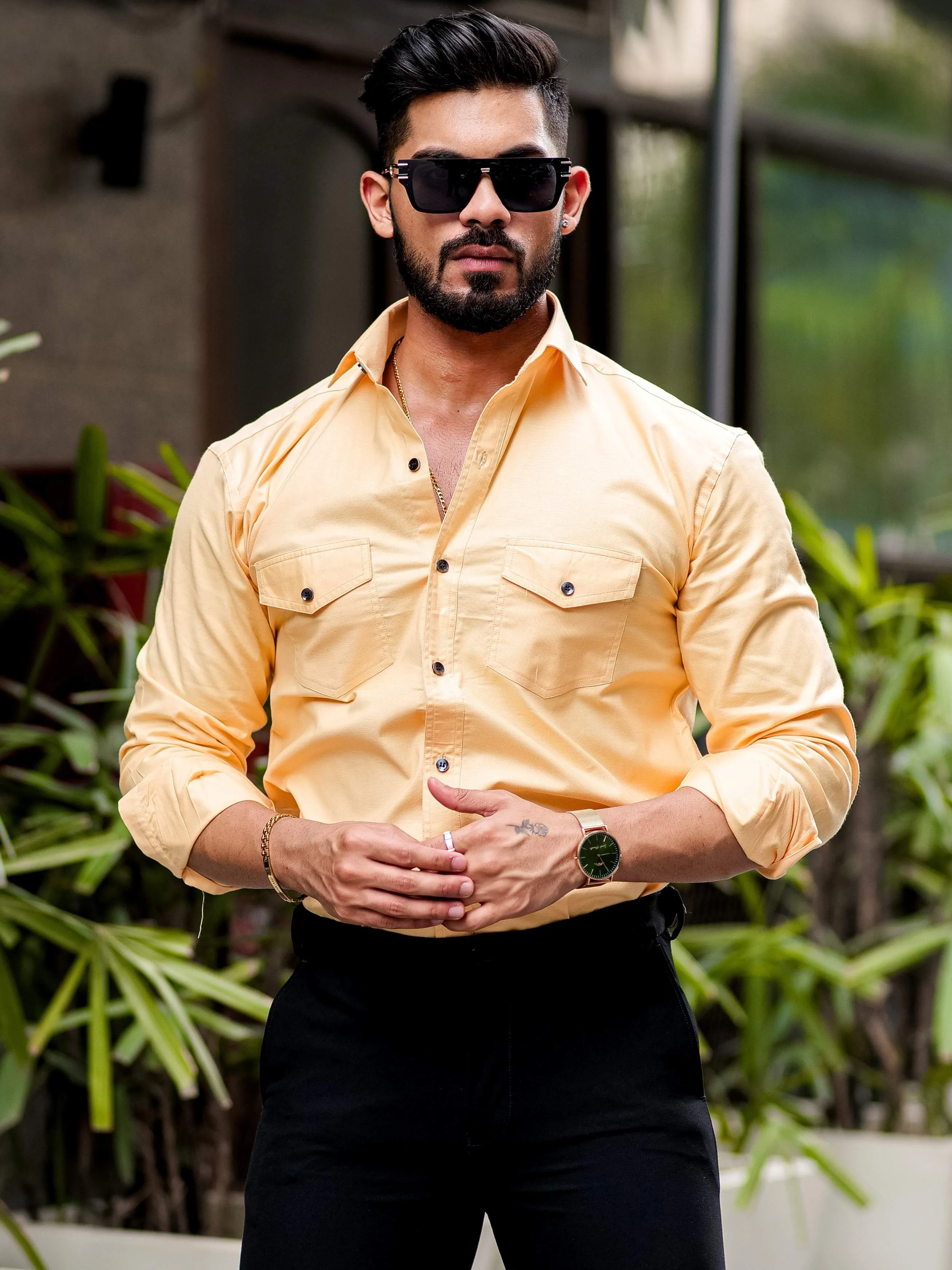 Yellow Oxford Premium Cotton Over Shirt