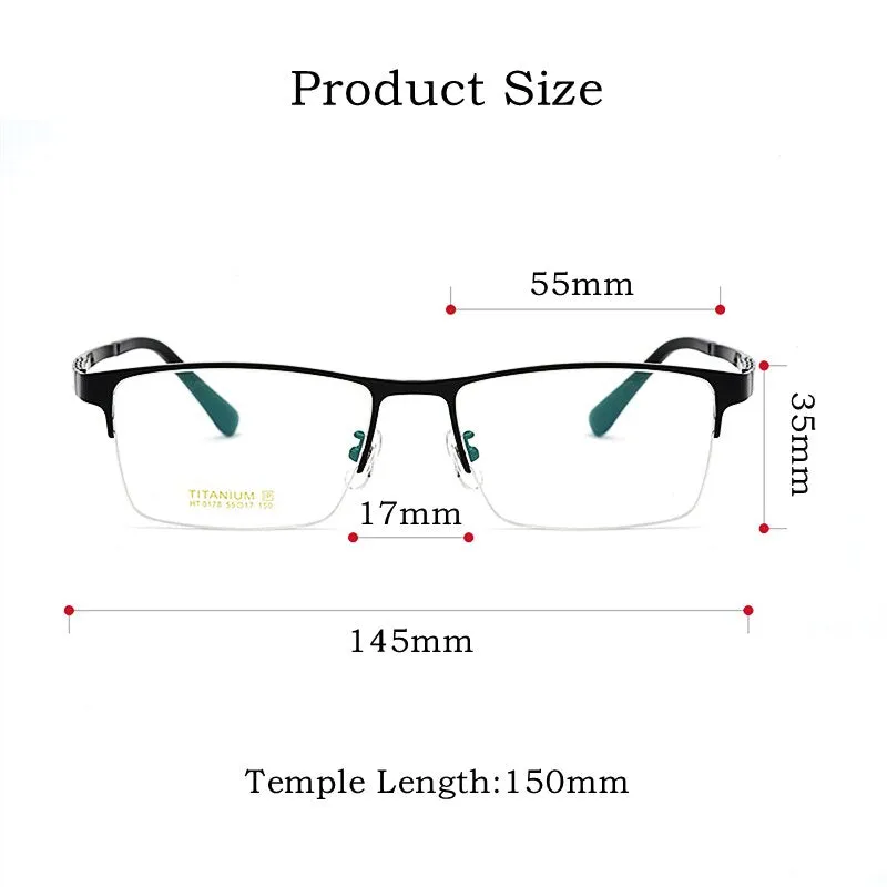 Yimaruili Unisex Semi Rim Round Titanium IP Frame Eyeglasses  HT0178