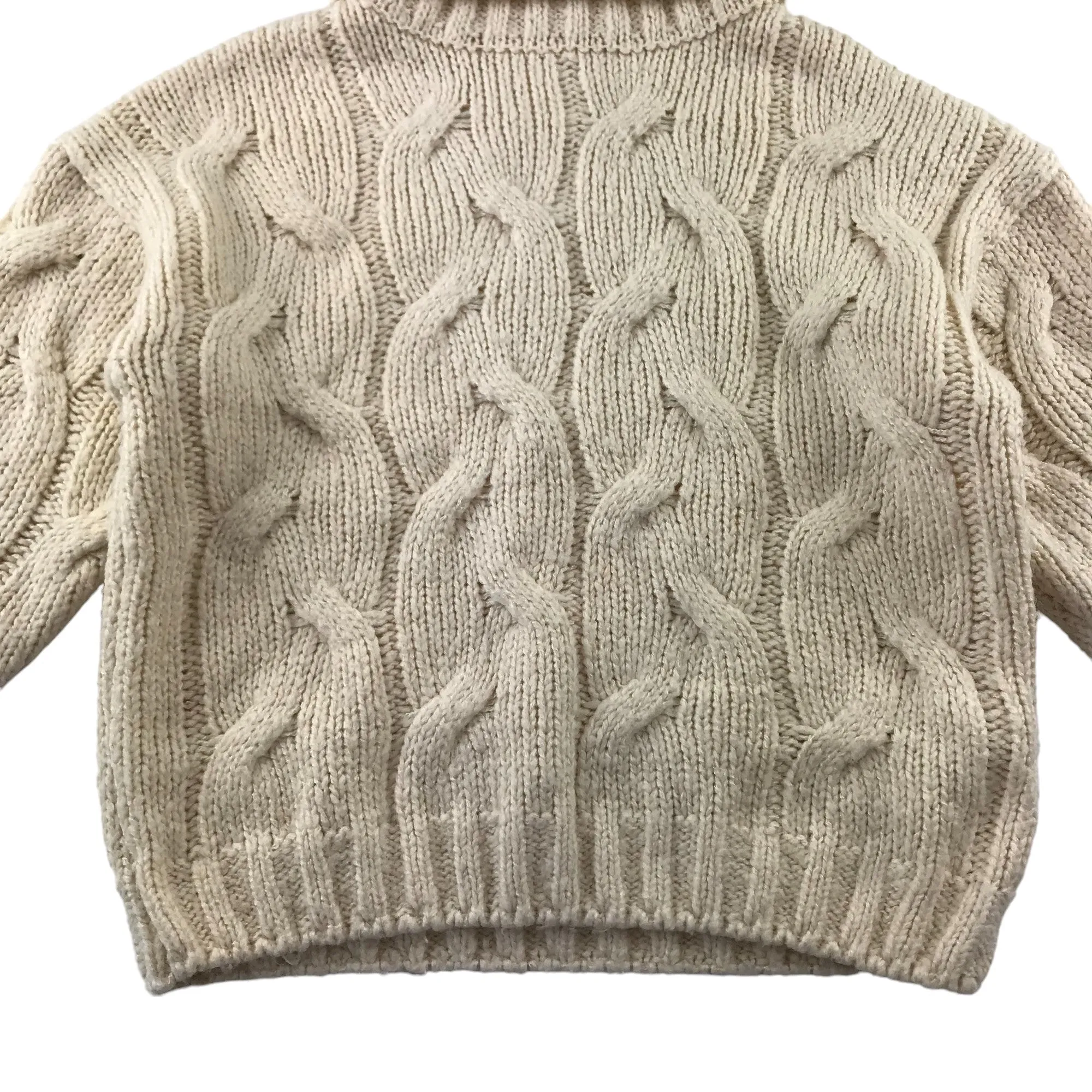 Zara jumper 9 years natural white chunky knit turtle neck