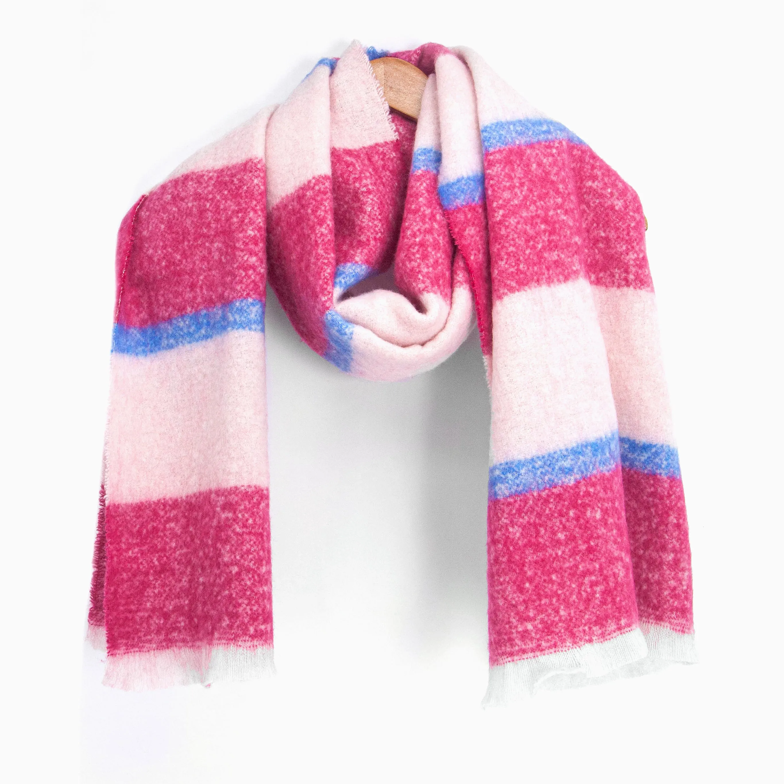 Zola Midweight scarf - Fuchsia/Blue, Block Stripe