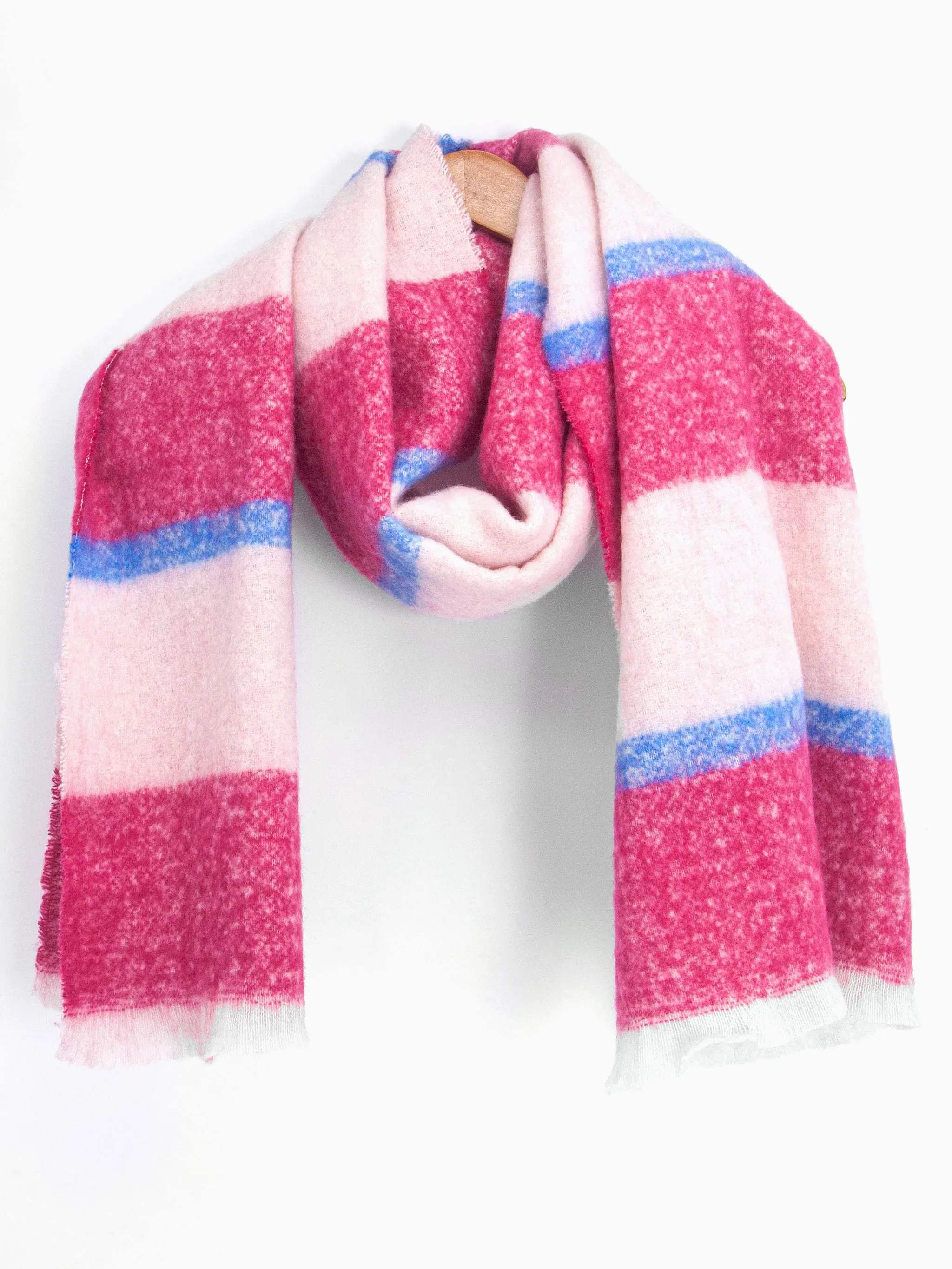 Zola Midweight scarf - Fuchsia/Blue, Block Stripe