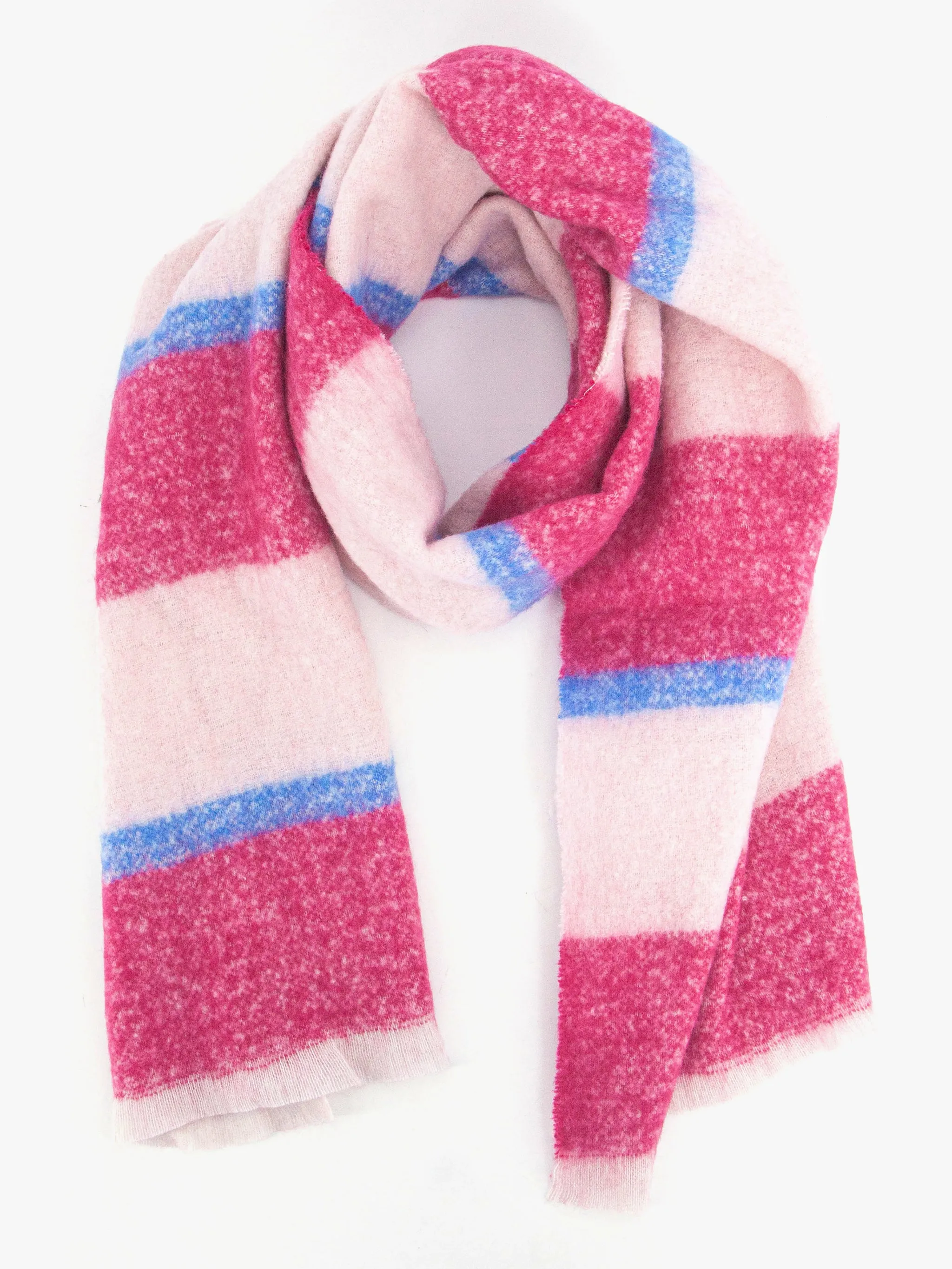 Zola Midweight scarf - Fuchsia/Blue, Block Stripe