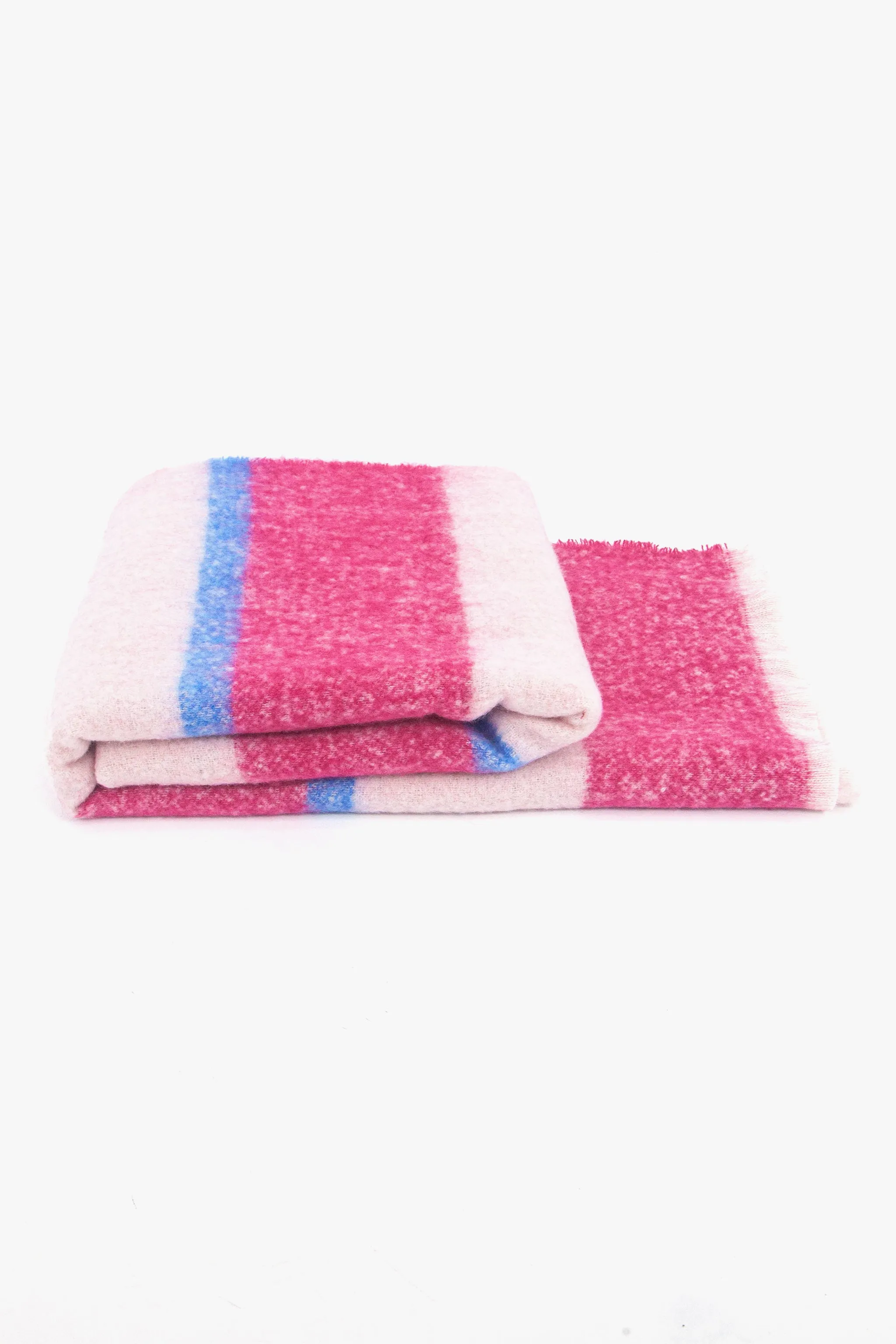 Zola Midweight scarf - Fuchsia/Blue, Block Stripe