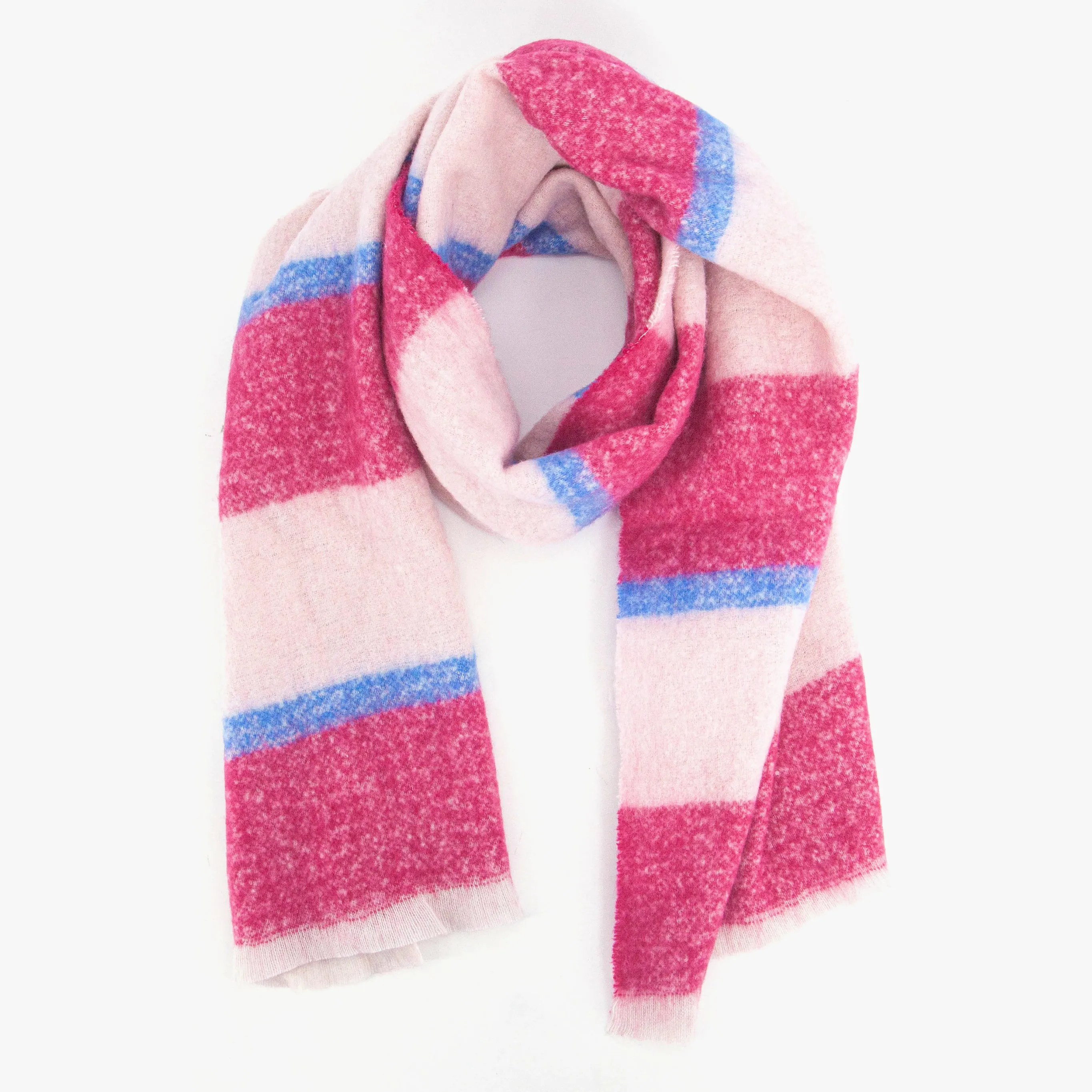 Zola Midweight scarf - Fuchsia/Blue, Block Stripe