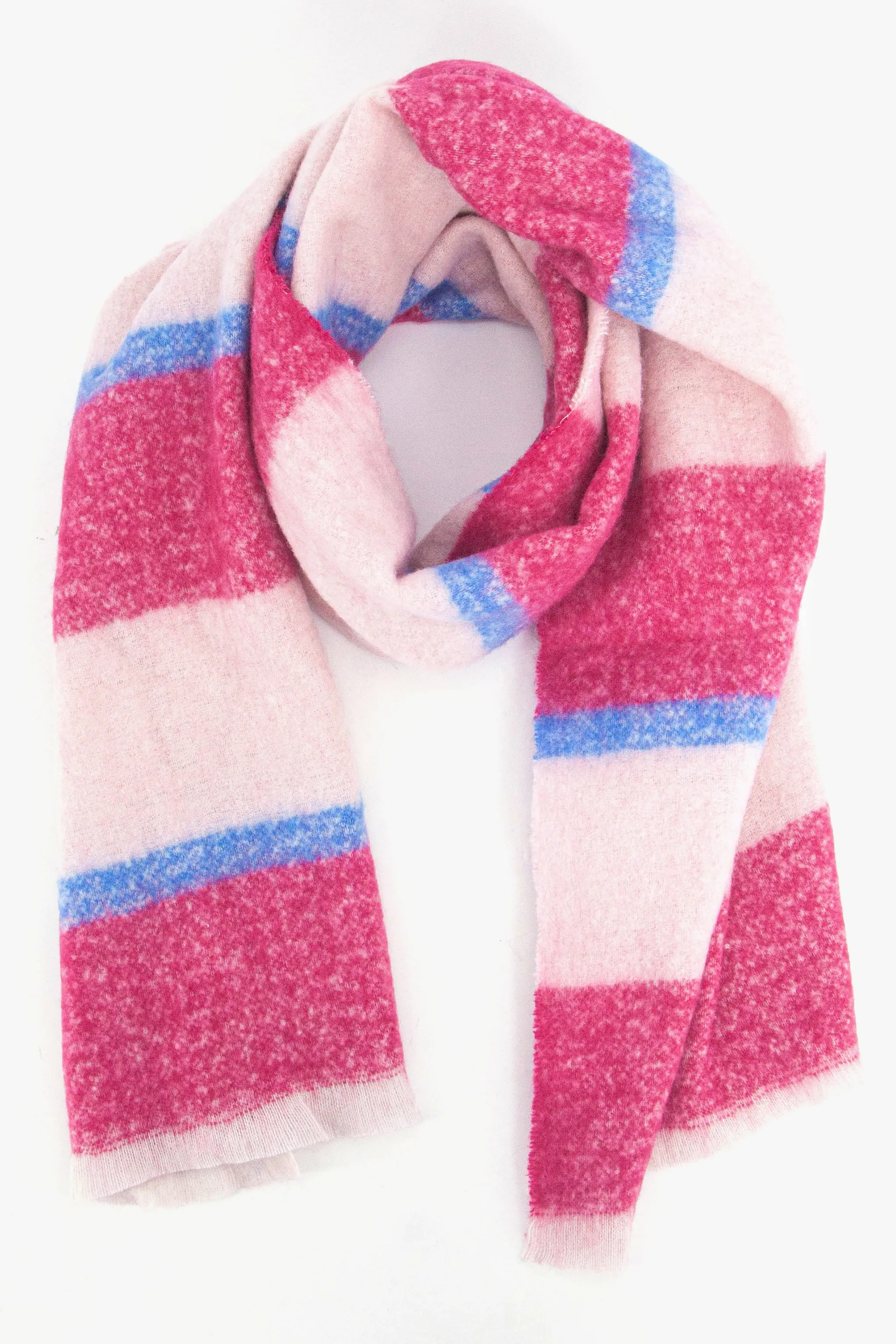 Zola Midweight scarf - Fuchsia/Blue, Block Stripe