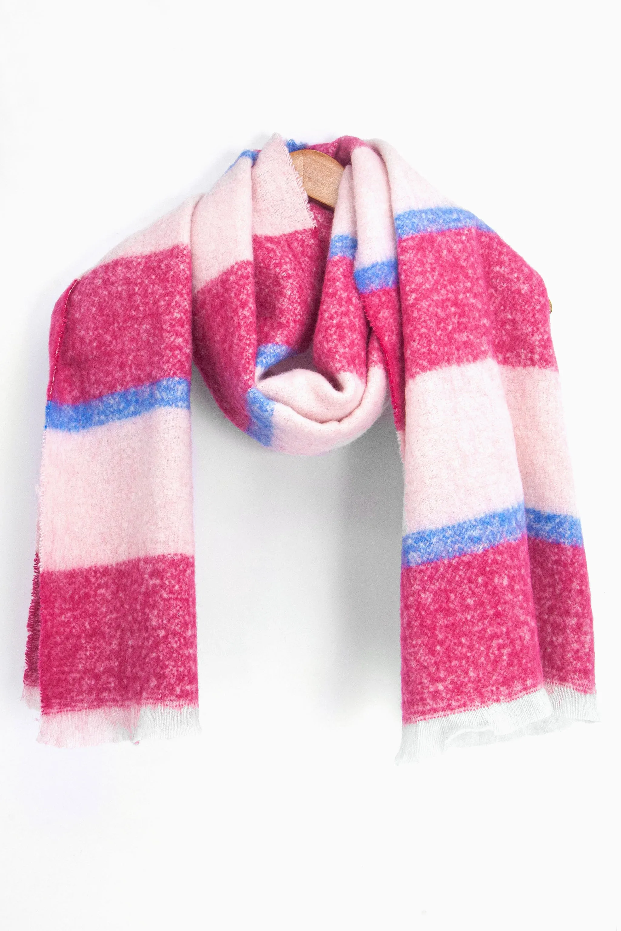 Zola Midweight scarf - Fuchsia/Blue, Block Stripe