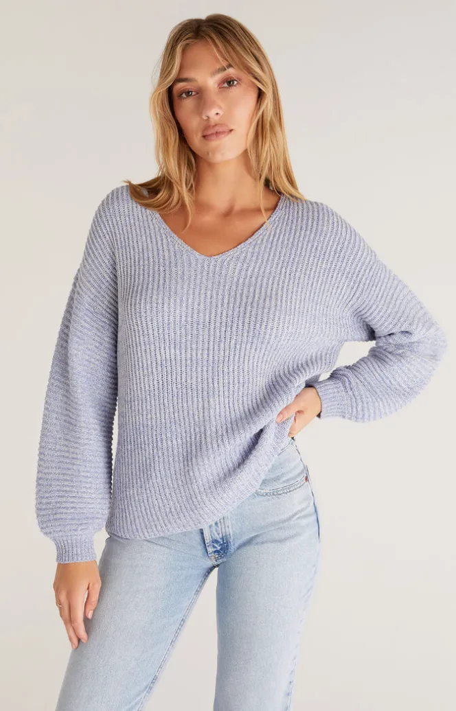 Zsup Joni Vneck Sweater-Blue Bird